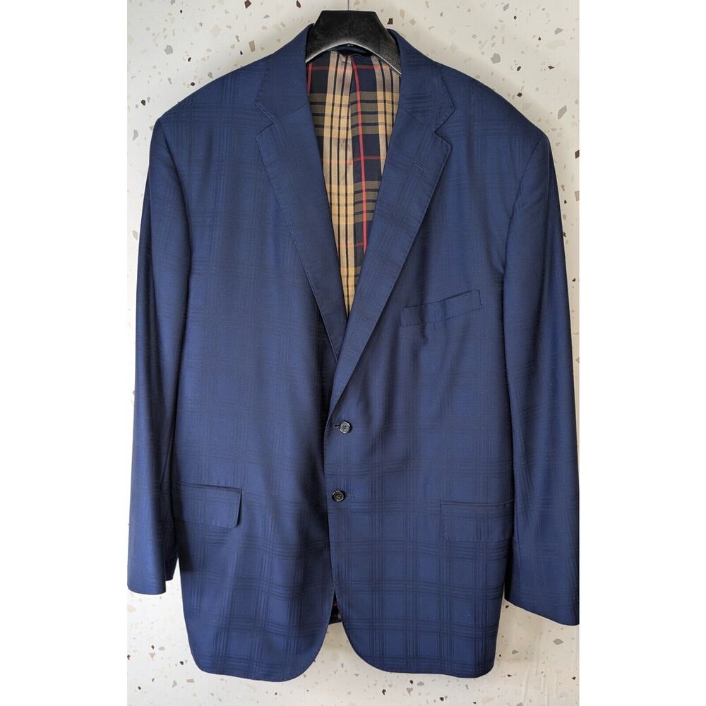 Tom James By RC Sport Coat Blazer Blue Plaid Single Vented